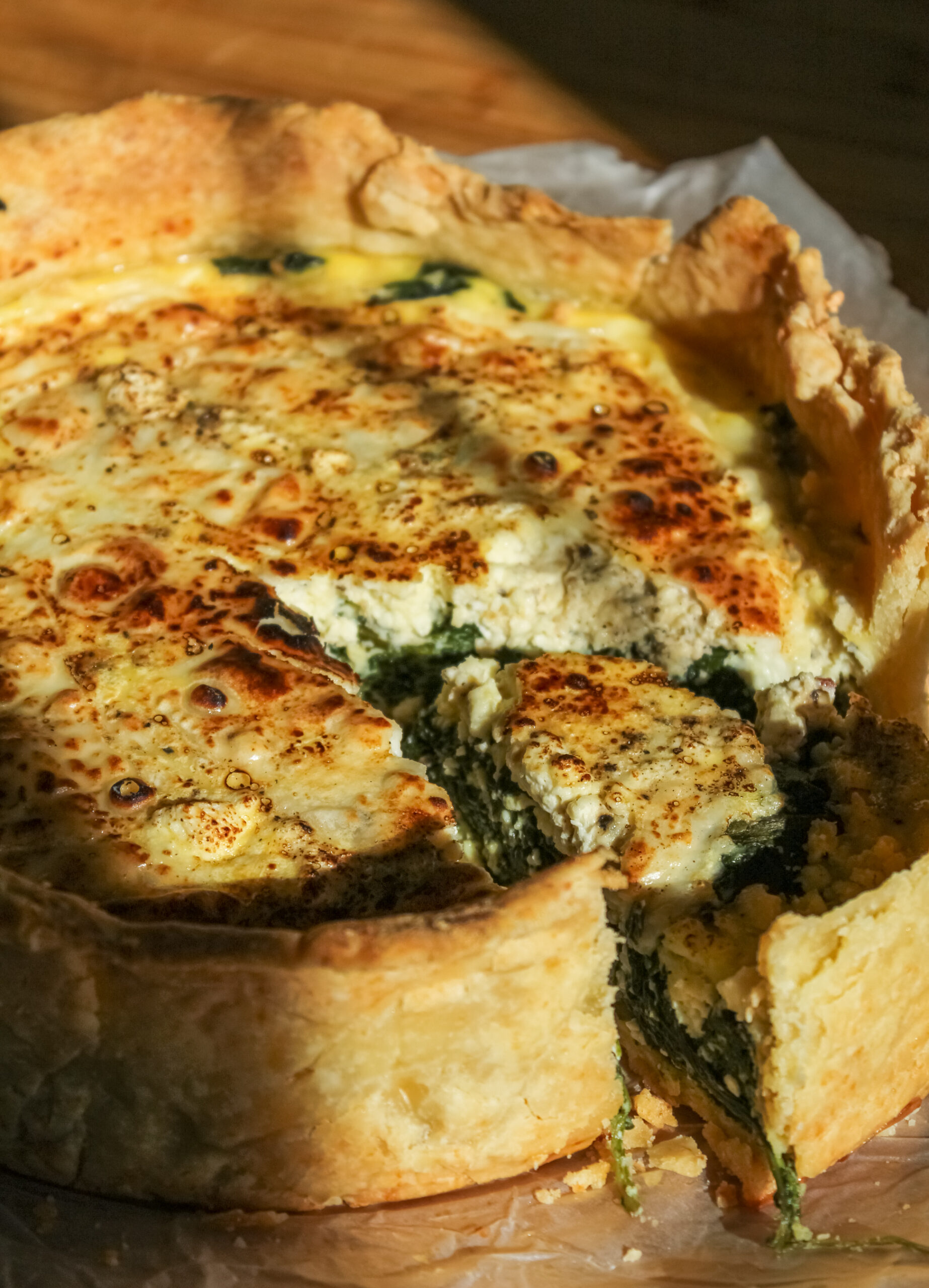 picture of spinach and feta quiche